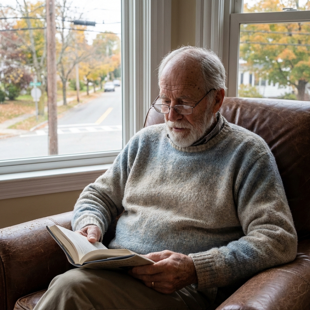 American old man wearing pashmina sweater