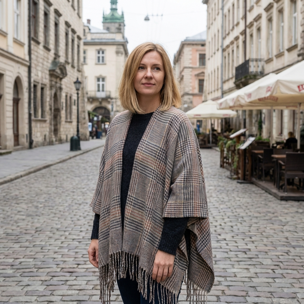 Poncho pashmina, European model